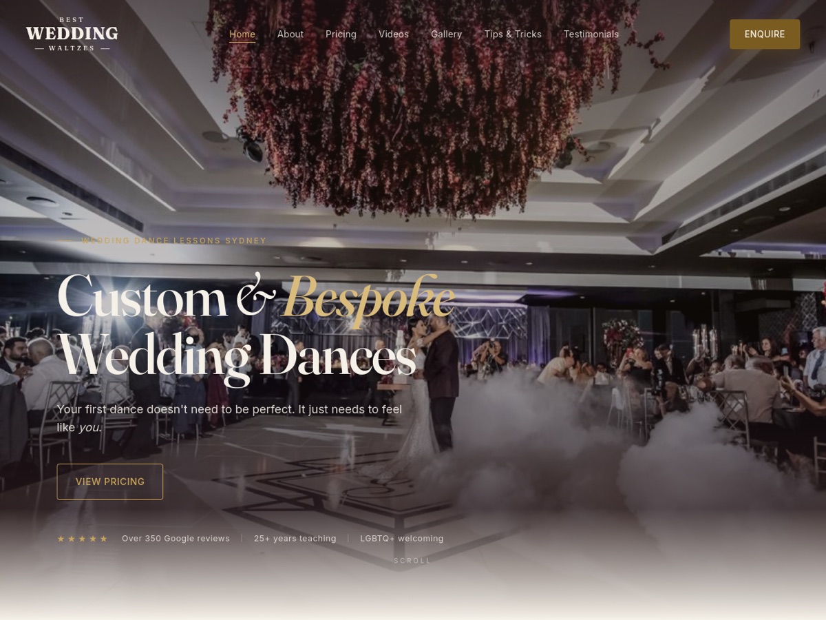The Best Wedding Waltzes homepage – a Sydney wedding dance lessons studio